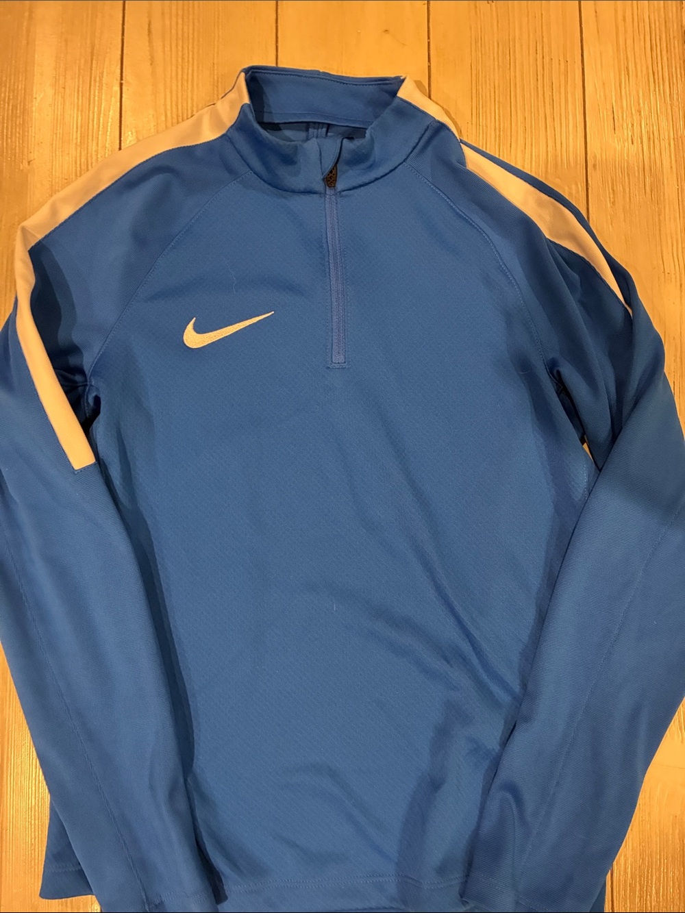 Nike Blue 1/4 Zip Performance Jacket with White Accents